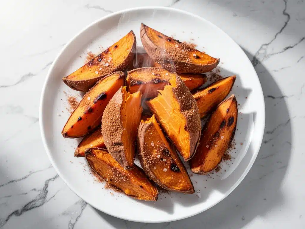 Air Fryer Sweet Potato Wedges with Cinnamon Sugar 4 air fryer sweet potato wedges preparation steps