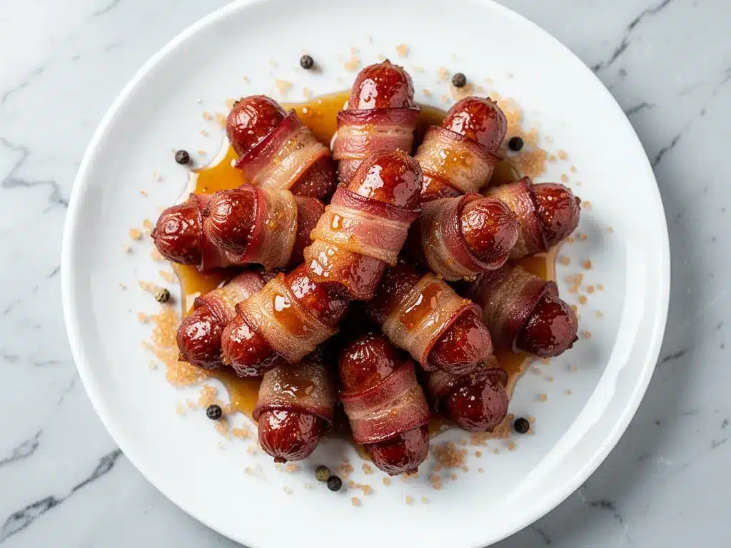 Bacon-Wrapped Smokies: Best Brown Sugar Glaze Recipe 4 bacon-wrapped smokies preparation steps