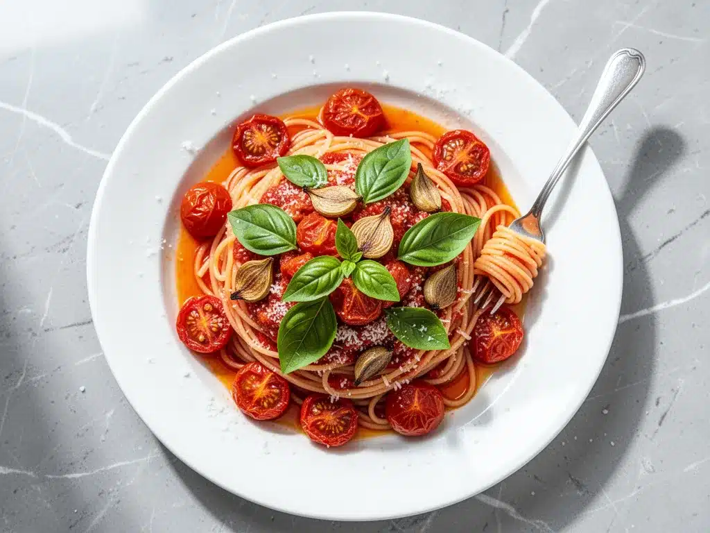Cherry Tomato Confit Pasta: Easy Homemade Recipe 4 cherry tomato confit pasta preparation steps