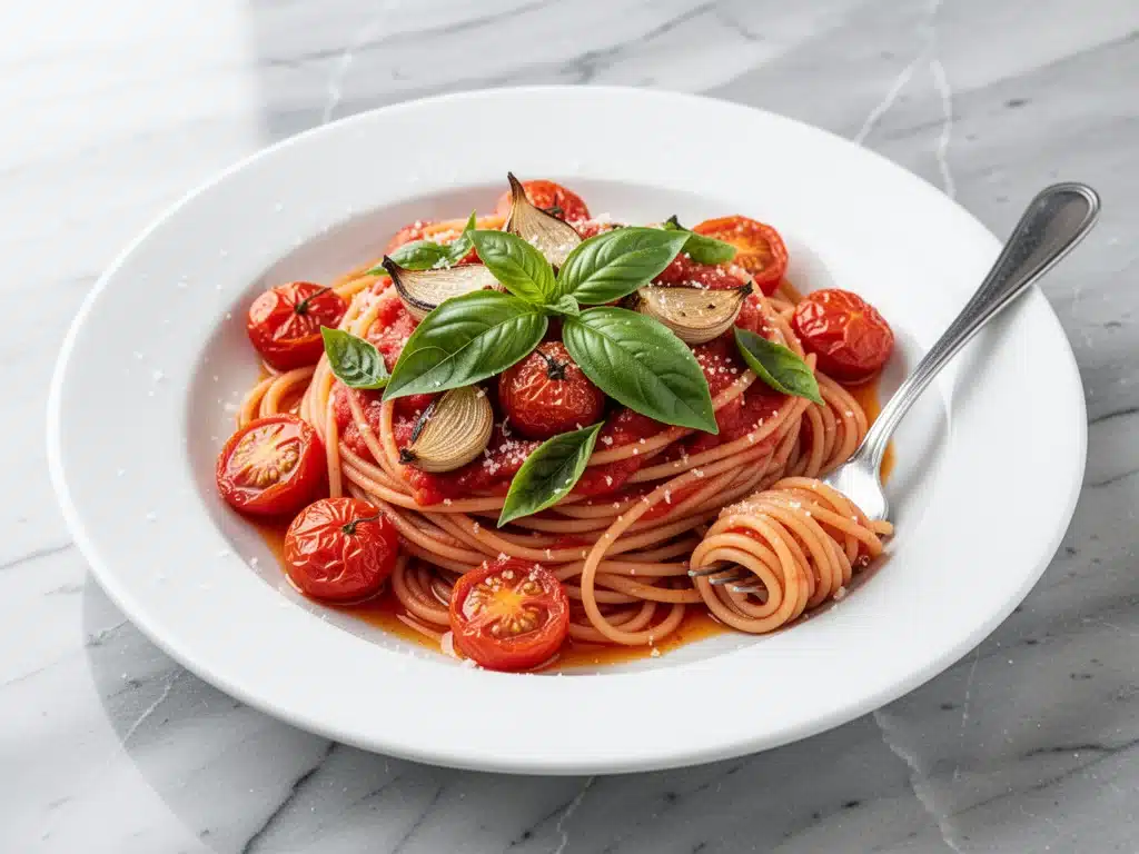 cherry tomato confit pasta - featured image