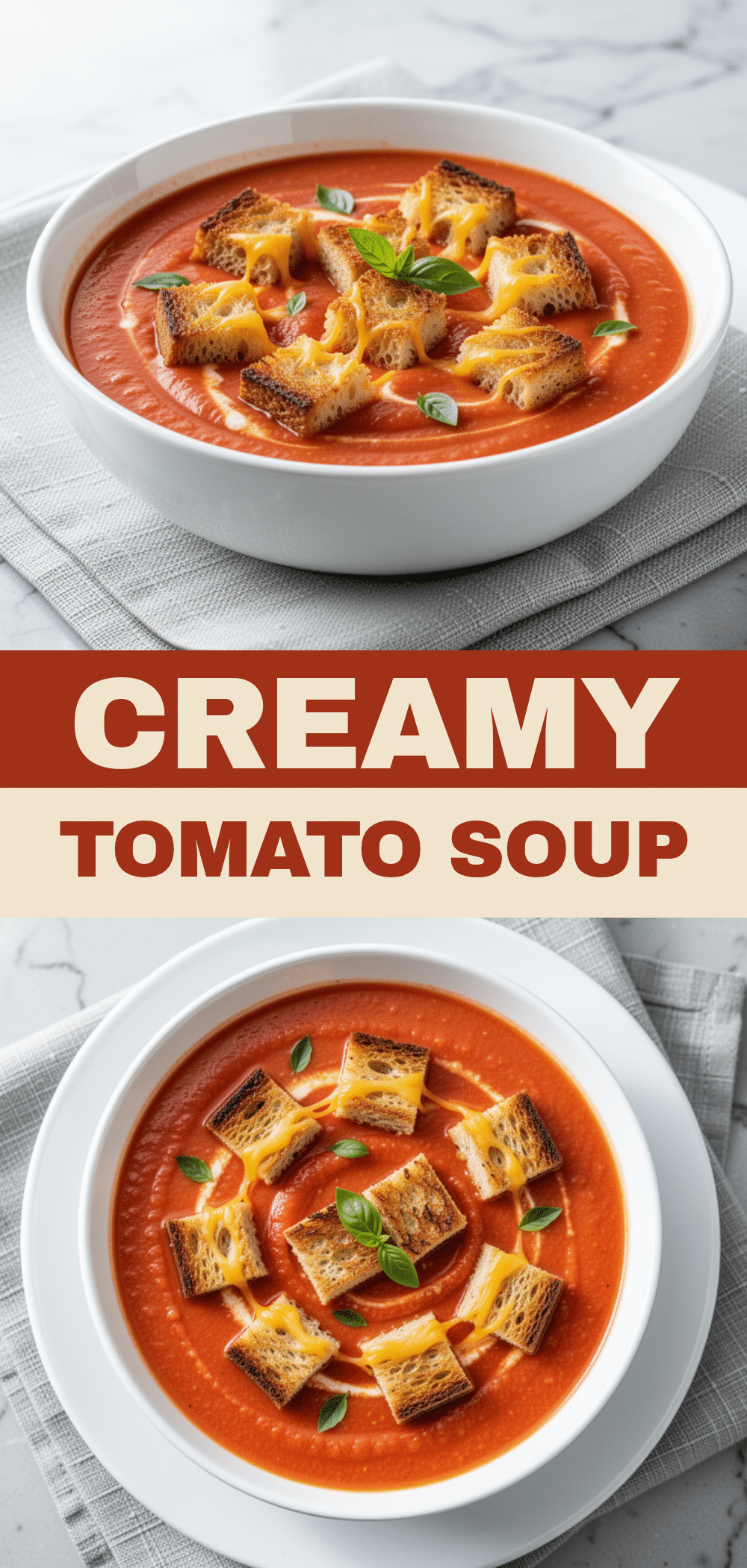 Creamy Fresh Tomato Soup: 10-Min Easy Grilled Cheese Croutons 5 creamy fresh tomato soup recipe