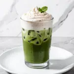 creamy iced matcha latte - featured image