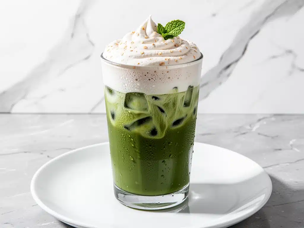 creamy iced matcha latte - featured image