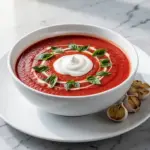 creamy roasted garlic tomato soup - featured image