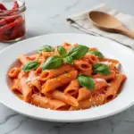 creamy roasted red pepper pasta - featured image