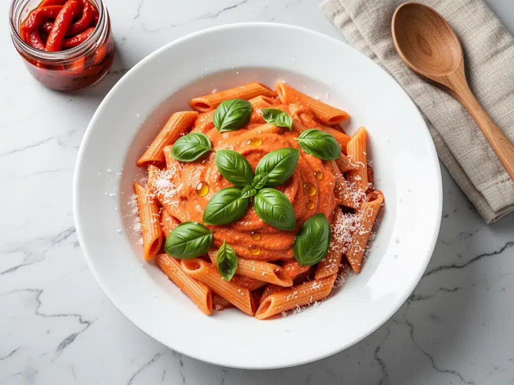 Creamy Roasted Red Pepper Pasta: Easy Weeknight Dinner 4 creamy roasted red pepper pasta preparation steps