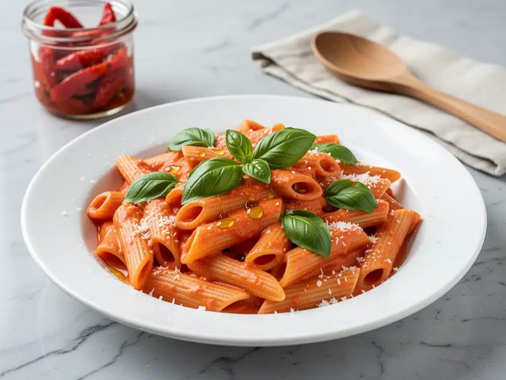 Home 8 creamy roasted red pepper pasta - featured image