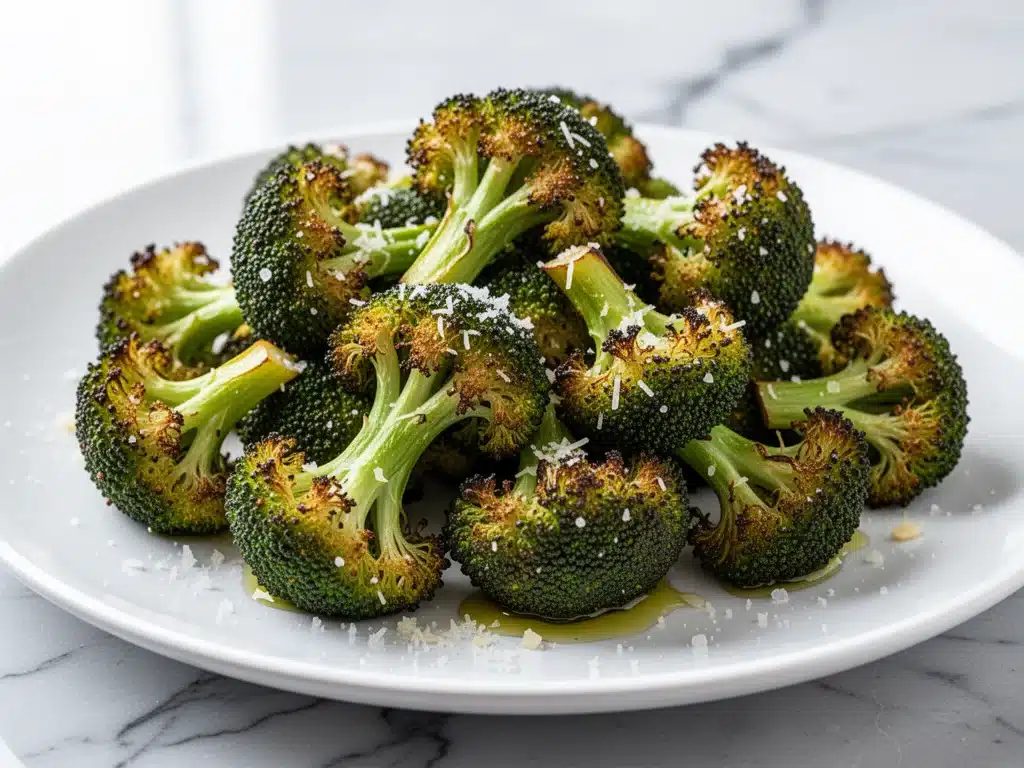 crispy garlic parmesan broccoli - featured image