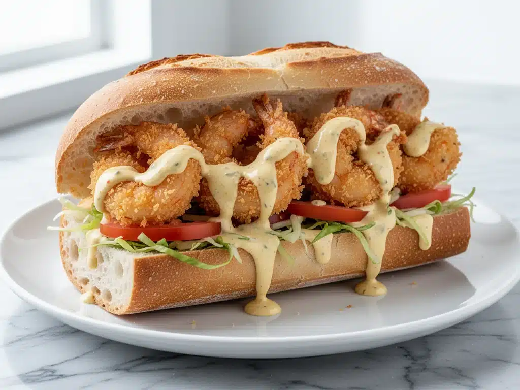 Home 7 crispy panko fried shrimp poboy - featured image