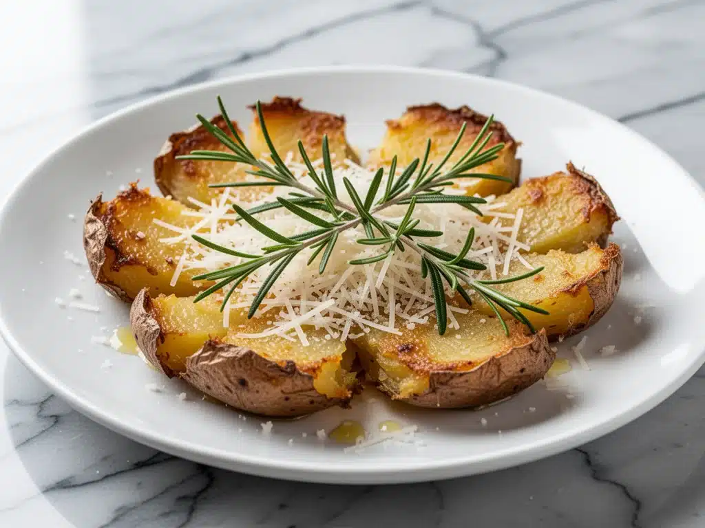 Home 5 Crispy Parmesan Smashed Potatoes - featured image