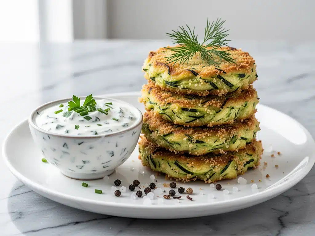 crispy zucchini fritters - featured image