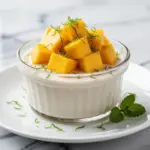 dairy-free coconut mango panna cotta - featured image