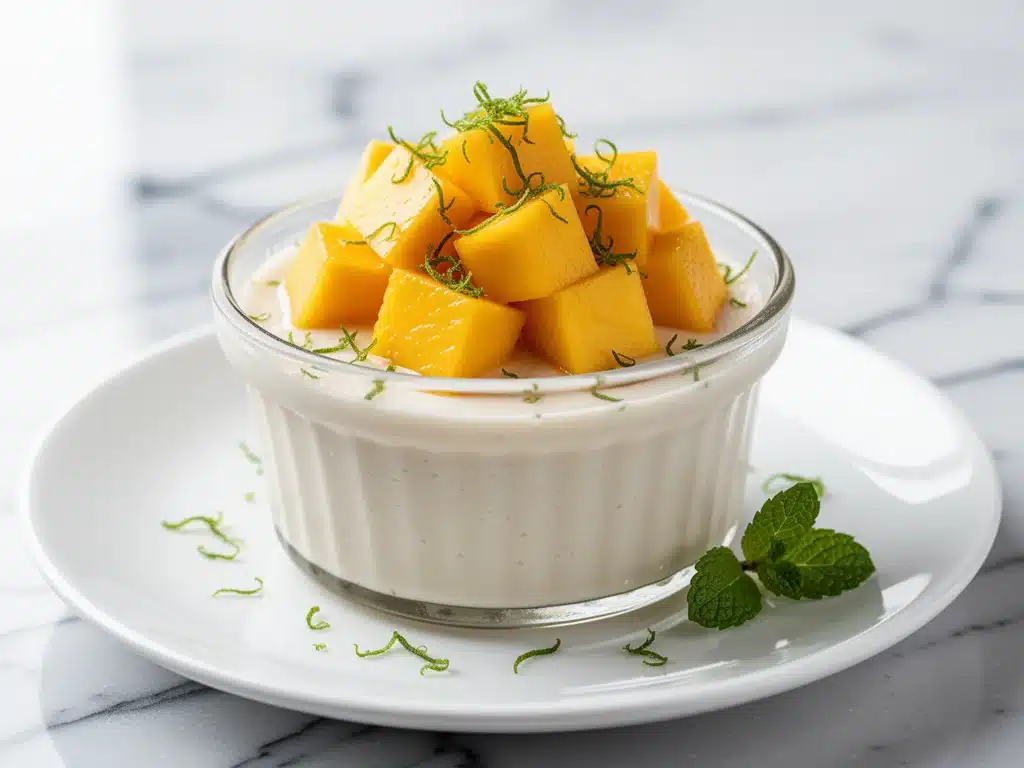 dairy-free coconut mango panna cotta - featured image