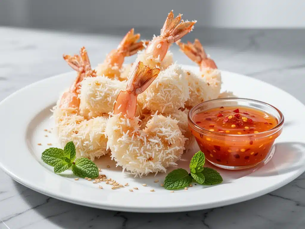 easy crunchy baked coconut shrimp - featured image