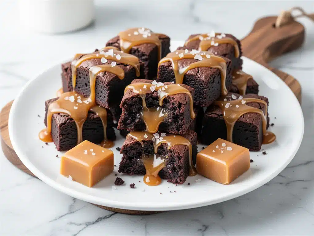 fudgy salted caramel brownie bites - featured image