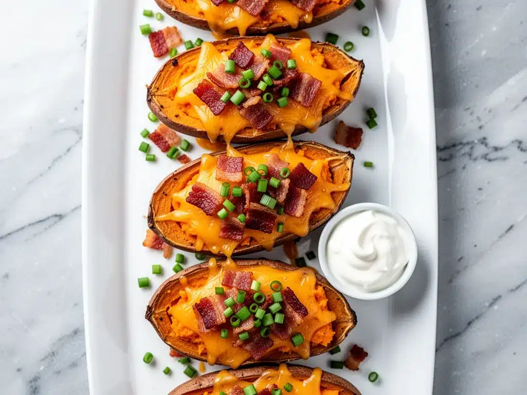 Loaded Sweet Potato Skins: 5-Ingredient Easy Recipe 4 loaded sweet potato skins preparation steps