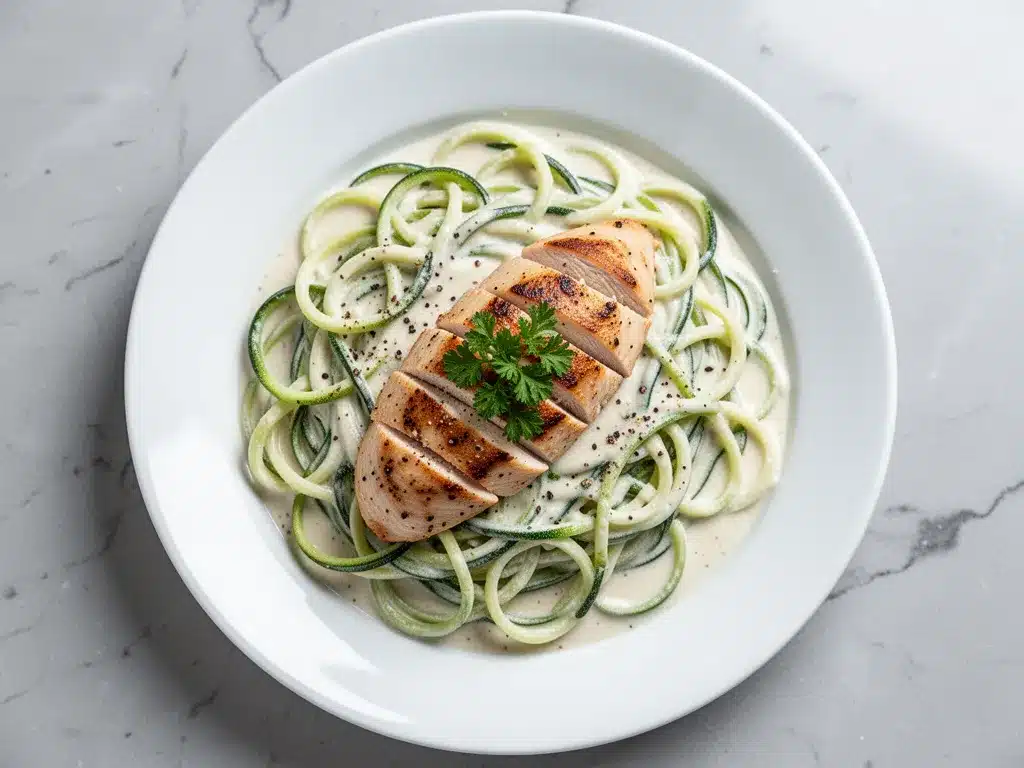 Low-Carb Zucchini Noodle Chicken Alfredo: 15-Minute Healthy Weeknight Dinner 4 low-carb zucchini noodle chicken alfredo preparation steps