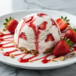 no-churn strawberry cheesecake ice cream - featured image