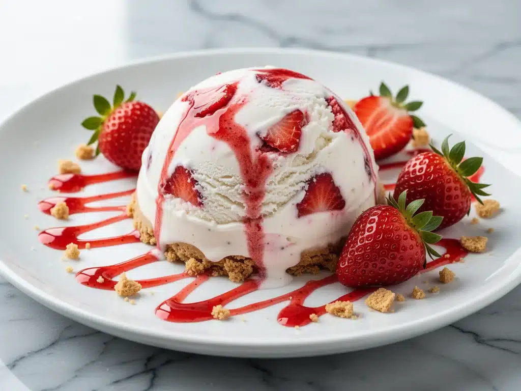 no-churn strawberry cheesecake ice cream - featured image