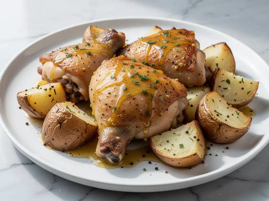 one pan honey mustard chicken - featured image