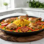 one-pot chicken and chorizo paella - featured image