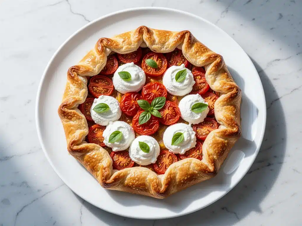 Rustic Cherry Tomato Galette: 5-Step Whipped Ricotta Brunch 4 Rustic Cherry Tomato Galette preparation steps