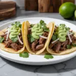 slow cooker beef barbacoa tacos - featured image