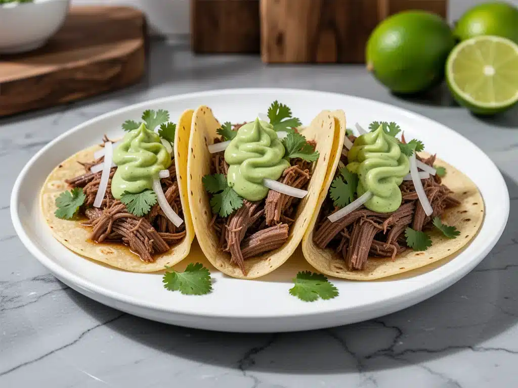 slow cooker beef barbacoa tacos - featured image