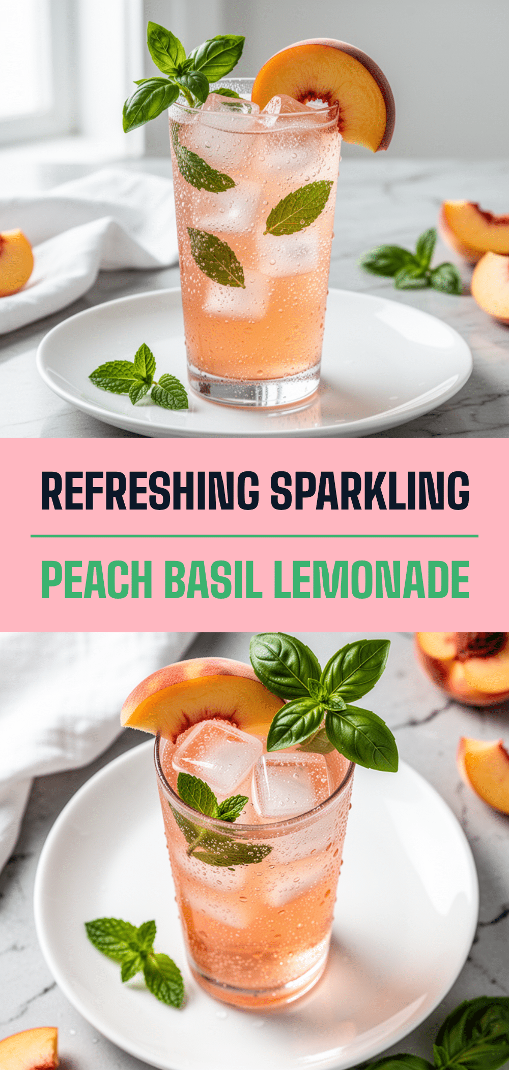 Sparkling Peach Basil Lemonade: 5-Min Easy Homemade Drink 5 Sparkling Peach Basil Lemonade recipe