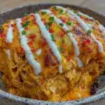 baked buffalo chicken dip with ranch drizzle - featured image