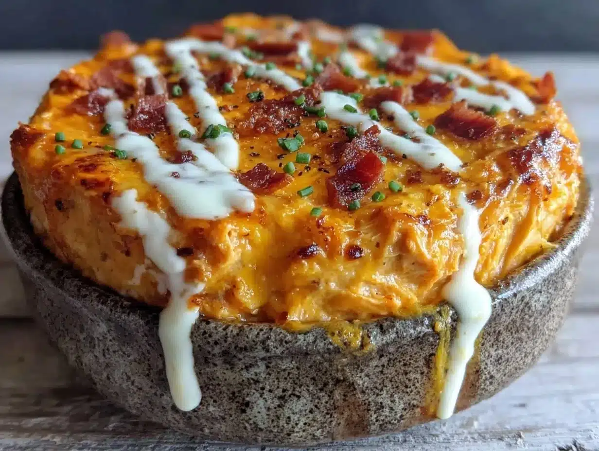 Baked Buffalo Chicken Dip: The Best Impressive Party Dip 4 baked buffalo chicken dip with ranch drizzle preparation steps