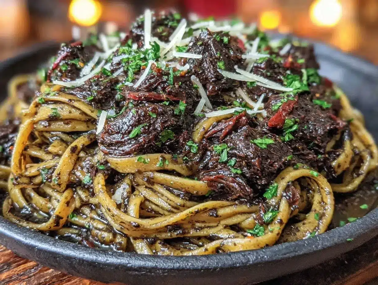 Black Garlic Butter Pasta: Best Easy Halloween Dinner Party 4 black garlic butter pasta preparation steps