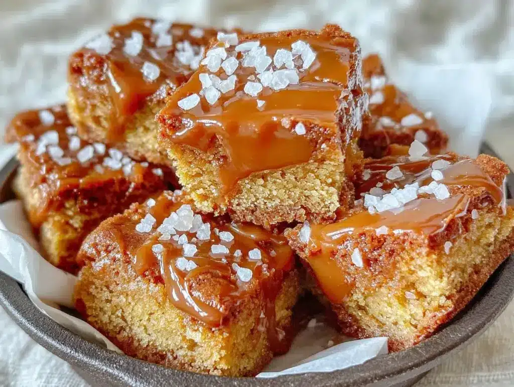 brown butter salted caramel blondies - featured image