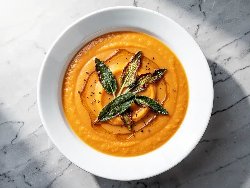 Butternut Squash Soup with Brown Butter Sage 4 butternut squash soup preparation steps
