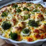 cheesy chicken broccoli rice casserole - featured image