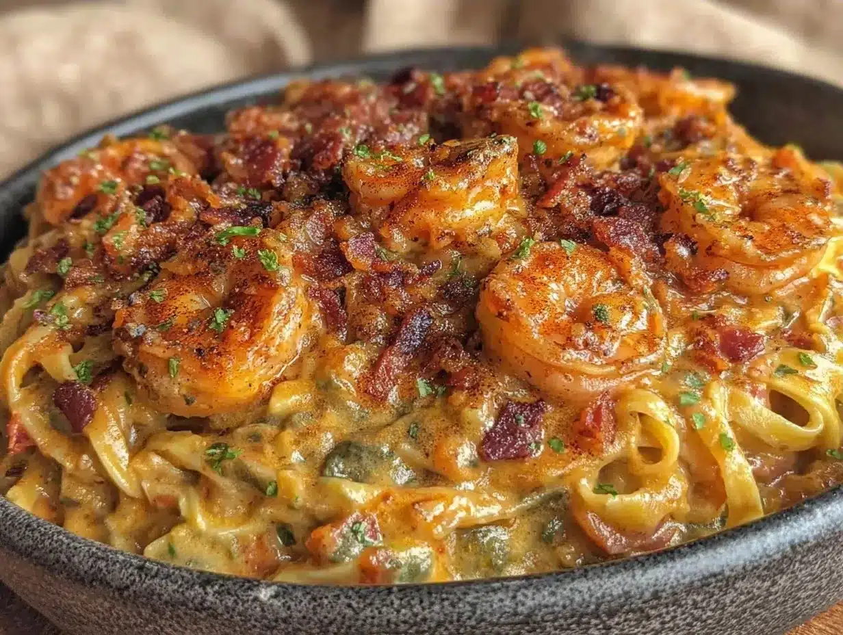 Creamy Cajun Shrimp Pasta: 1 Person, 1 Meal, Low Cost 4 creamy Cajun shrimp pasta preparation steps