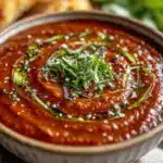creamy roasted tomato basil soup - featured image