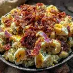 creamy southern style pasta salad with bacon - featured image