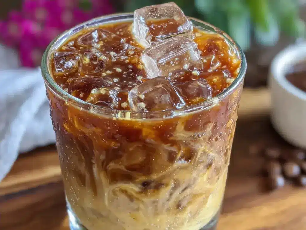 creamy vanilla bean iced coffee - featured image