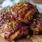 crispy air fryer honey garlic chicken thighs - featured image