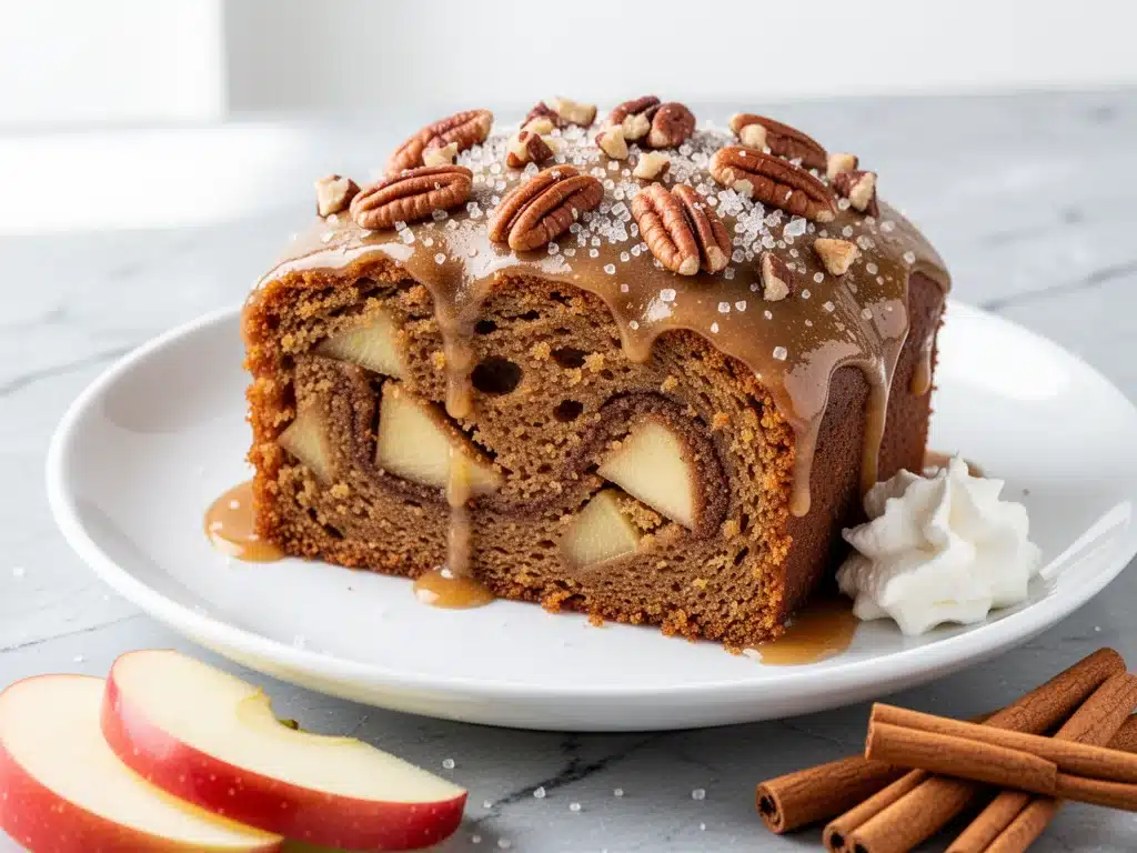 fall apple cider donut cake - featured image