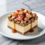 fall caramel apple crisp cheesecake bars - featured image
