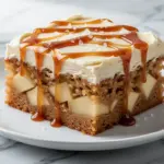 fall salted caramel apple sheet cake - featured image