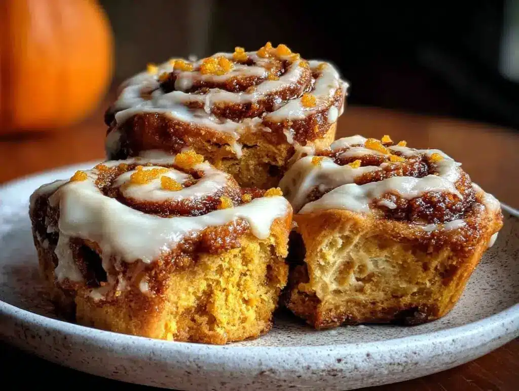 fall spiced pumpkin cinnamon rolls - featured image