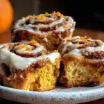 fall spiced pumpkin cinnamon rolls - featured image