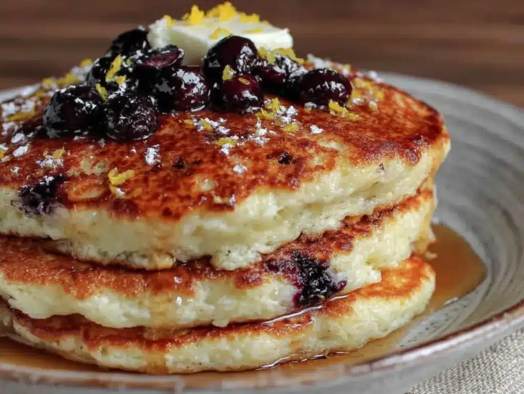 fluffy buttermilk blueberry pancakes - featured image