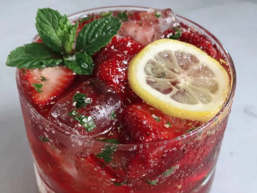 fresh strawberry lemonade with mint - featured image