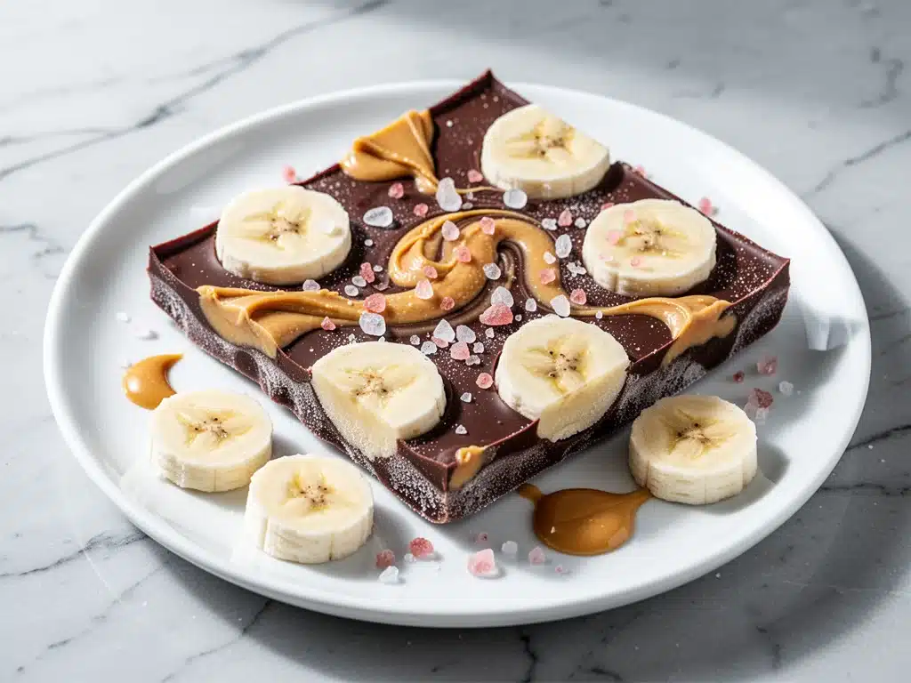 frozen chocolate peanut butter banana bark - featured image