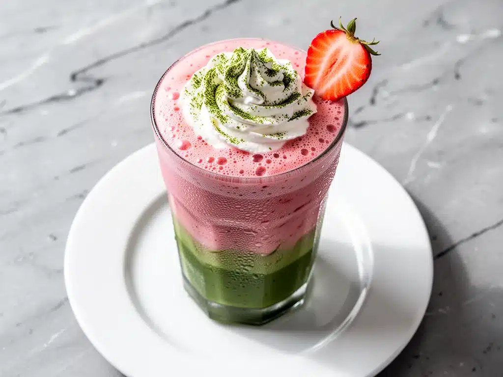 Ultra-Creamy Frozen Strawberry Matcha Latte: 5-Min Easy Recipe 4 frozen strawberry matcha latte preparation steps