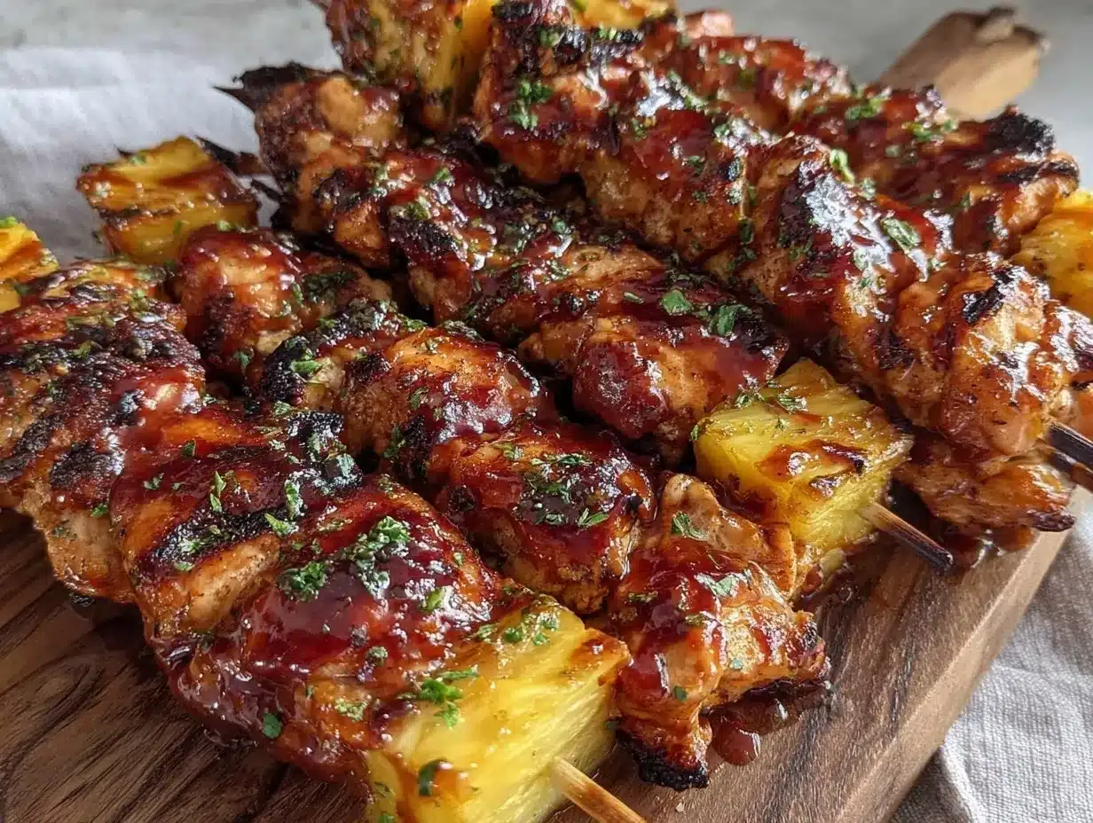 Grilled Pineapple BBQ Chicken Skewers: Best Summer Party Appetizer 4 Grilled Pineapple BBQ Chicken Skewers preparation steps